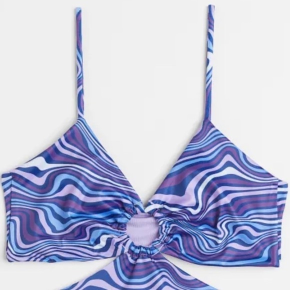 H & M Hi Leg Cut Out Swimsuit Purple Bikini Tankini Size Large NWT - Picture 7 of 7